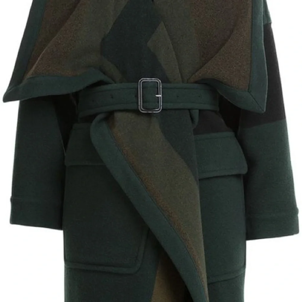 Burberry Brit Green Cherbrooke wool-blend blanket coat belted Sz S RARE! - Picture 2 of 13